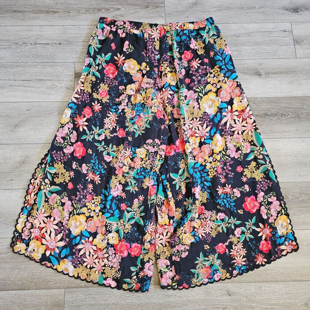 Johnny Was Floral Embroidered Wide leg Sheer Pull on Pants Resort wear 2X READ - Picture 9 of 9